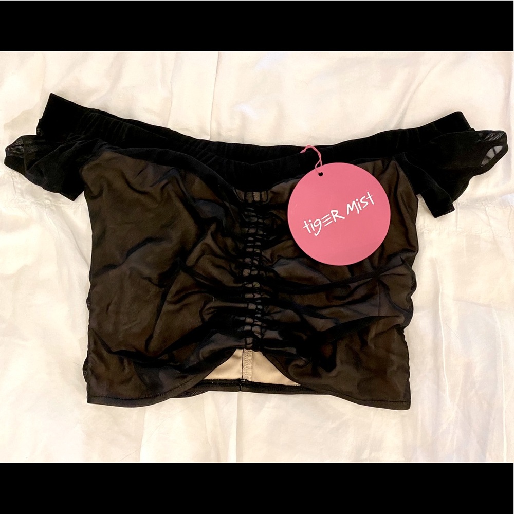 Black sheer crop top by tiger mist